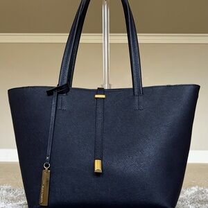 Vince Camuto Navy Tote with Gold-Tone Accents